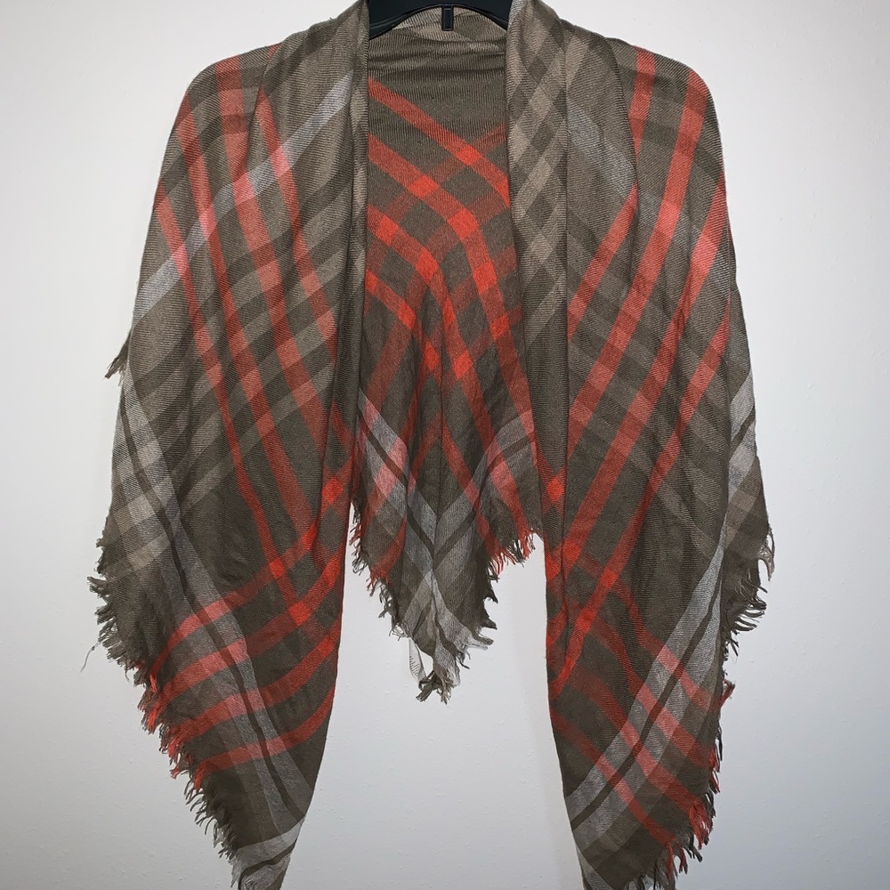Orange & Brown Plaid Blanket Scarf